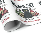 Retro Enge Zwarte Kat Apotheker Witchy Wicca Cadeaupapier (Rol Hoek)