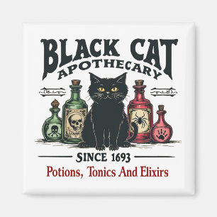 Retro Enge Zwarte Kat Apotheker Witchy Wicca Magneet