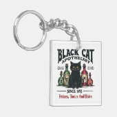 Retro Enge Zwarte Kat Apotheker Witchy Wicca Sleutelhanger (Voorkant Links)