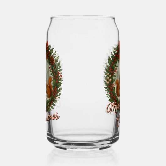 Retro Engelse vakantiekrans met Schattigee eekhoor Blikvorm Glas (Links)