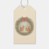 Retro Engelse vakantiekrans met Schattigee eekhoor Cadeaulabel (Achterkant)