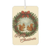 Retro Engelse vakantiekrans met Schattigee eekhoor Luchtverfrisser (Voorkant)