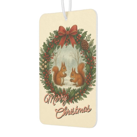 Retro Engelse vakantiekrans met Schattigee eekhoor Luchtverfrisser (Links)