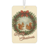 Retro Engelse vakantiekrans met Schattigee eekhoor Luchtverfrisser (Achterkant)