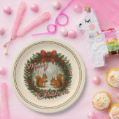 Retro Engelse vakantiekrans met Schattigee eekhoor Papieren Bordje (Feest)