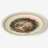 Retro Engelse vakantiekrans met Schattigee eekhoor Papieren Bordje (Gekanteld)