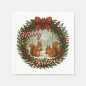 Retro Engelse vakantiekrans met Schattigee eekhoor Servet (Voorkant)