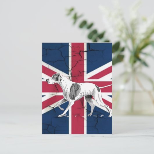 Retro Engelse wijzerhond Britse unie jack vlag Briefkaart (Staand voorkant)