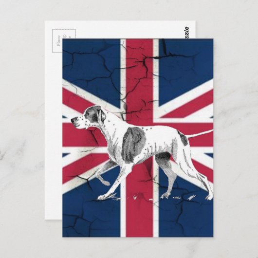 Retro Engelse wijzerhond Britse unie jack vlag Briefkaart (Voorkant / Achterkant)