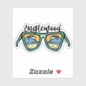 Retro Englewood Beach artwork aan beide zijden Sticker (Vel)