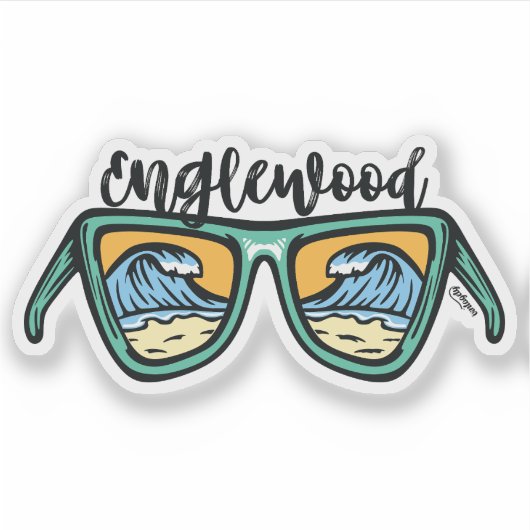 Retro Englewood Beach artwork aan beide zijden Sticker (Voorkant)