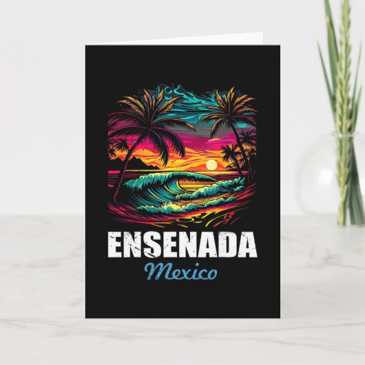 Retro Ensenada Mexico Sunset Vintage Vacation Souv Kaart (Voorkant)
