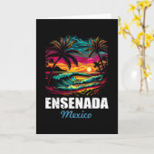 Retro Ensenada Mexico Sunset Vintage Vacation Souv Kaart (Gele Bloem)