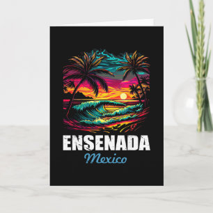Retro Ensenada Mexico Zonsondergang Vintage Vakant Kaart