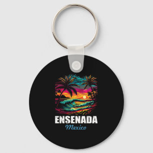 Retro Ensenada Mexico Zonsondergang Vintage Vakant Sleutelhanger