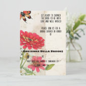 Retro Ephemera Zinnia en Ladybug Vrijgezellenfeest Kaart (Staand voorkant)