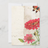 Retro Ephemera Zinnia en Ladybug Vrijgezellenfeest Kaart (Achterkant)