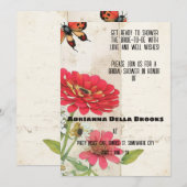 Retro Ephemera Zinnia en Ladybug Vrijgezellenfeest Kaart (Voorkant / Achterkant)