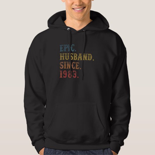 Retro Epic Husband sinds 1983 39th Wedding Aniver Hoodie (Voorkant)