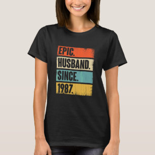 Retro Epic Husband sinds 1987 35th Wedding Anivers T-shirt