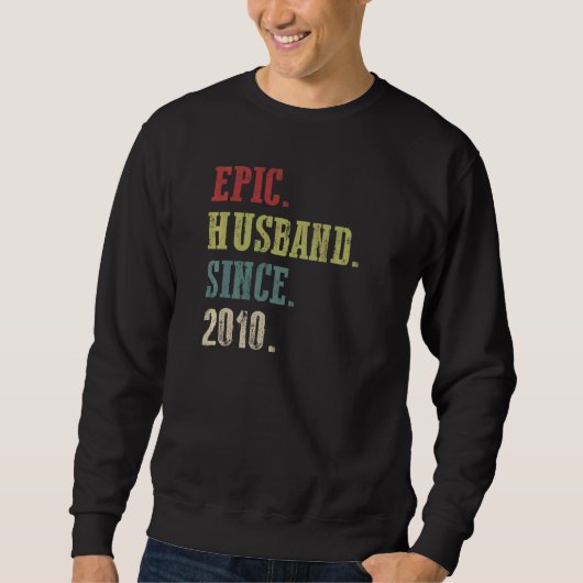 Retro Epic Husband sinds 2010 12th Wedding Aniver Trui (Voorkant)