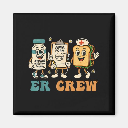 Retro Er Crew Emergency Room Funny Er Ed Nurse Tec Magneet (Voorkant)