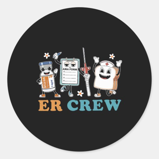 Retro Er Crew Spoedeisende Hulp Grappig Er Ed Verp Ronde Sticker (Voorkant)