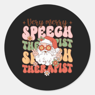 Retro Erg Blij Logopedie Kerst Slp Bo Ronde Sticker