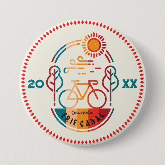 Retro Erie Canal Bike Trail. Ronde Button 7,6 Cm (Voorkant)