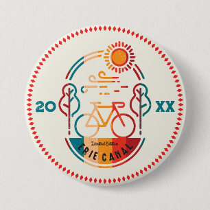 Retro Erie Canal Bike Trail. Ronde Button 7,6 Cm