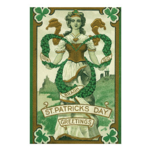Retro - Erin Go Braugh. St. Patrick's Dag Groeten Foto Afdruk