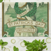 Retro - Erin Go Braugh. St. Patrick's Dag Groeten Theedoek (Gevouwen)