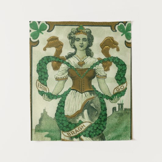Retro - Erin Go Braugh. St. Patrick's Dag Groeten Wandkleed (Voorkant)