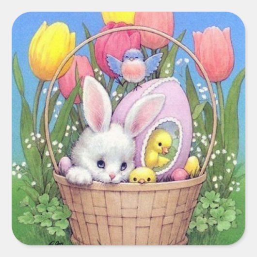 Retro  Esater bunny Holiday sticker (Voorkant)