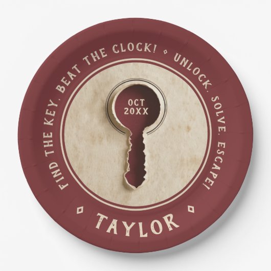 Retro  Escape Room Detective Adventure Key Papieren Bordje (Voorkant)