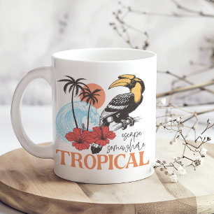 Retro "Escape Somewhere Tropical" Koffie Mok