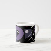 Retro espresso cup zwart, wit, paarse, roze kop (Voorkant rechts)