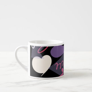 Retro espresso cup zwart, wit, paarse, roze kop