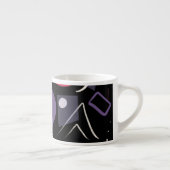 Retro espresso cup zwart, wit, paarse, roze kop (Rechts)
