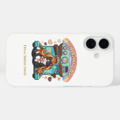 Retro Espresso Kat Coffee Barista Gepersonaliseerd Case-Mate iPhone Case (Achterkant (horizontaal))