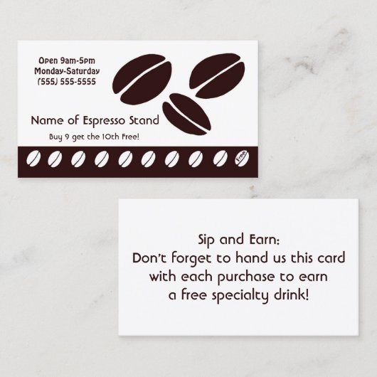 Retro Espresso Stand Loyalty Identiteit Ponskaart (Voorkant / Achterkant)