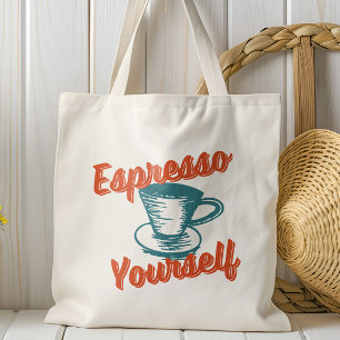 Retro espresso zelf, koffie, latte, Italiaans Tote Bag
