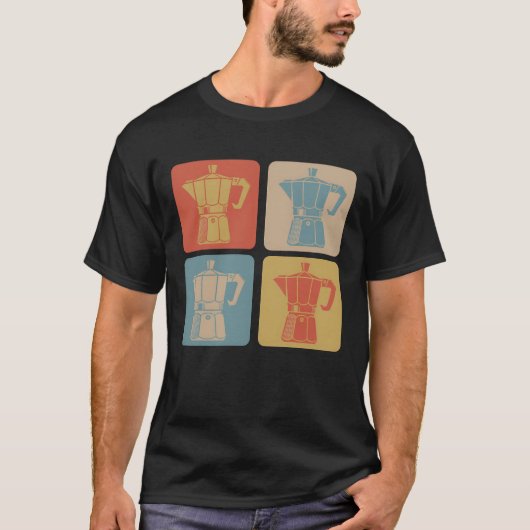 Retro espressoapparaat cadeau t-shirt (Voorkant)