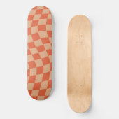 Retro esthetiek levendig perzik-oranje dambordpatr persoonlijk skateboard (Voorkant)
