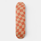 Retro esthetiek levendig perzik-oranje dambordpatr persoonlijk skateboard (Voorkant)