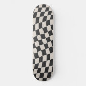 Retro esthetiek zwart-wit golvend schaakbord persoonlijk skateboard (Voorkant)