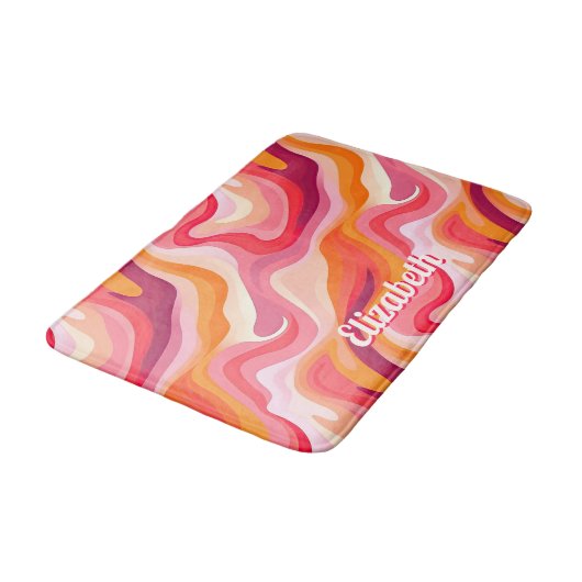 Retro esthetisch Abstract patroon met naam Badmat (Gekanteld)