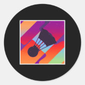 Retro esthetisch badminton ronde sticker (Voorkant)