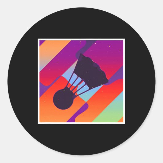 Retro  esthetisch badminton ronde sticker (Voorkant)