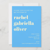 Retro esthetisch checkbord blauw bat balk Mitzvah Kaart (Voorkant)